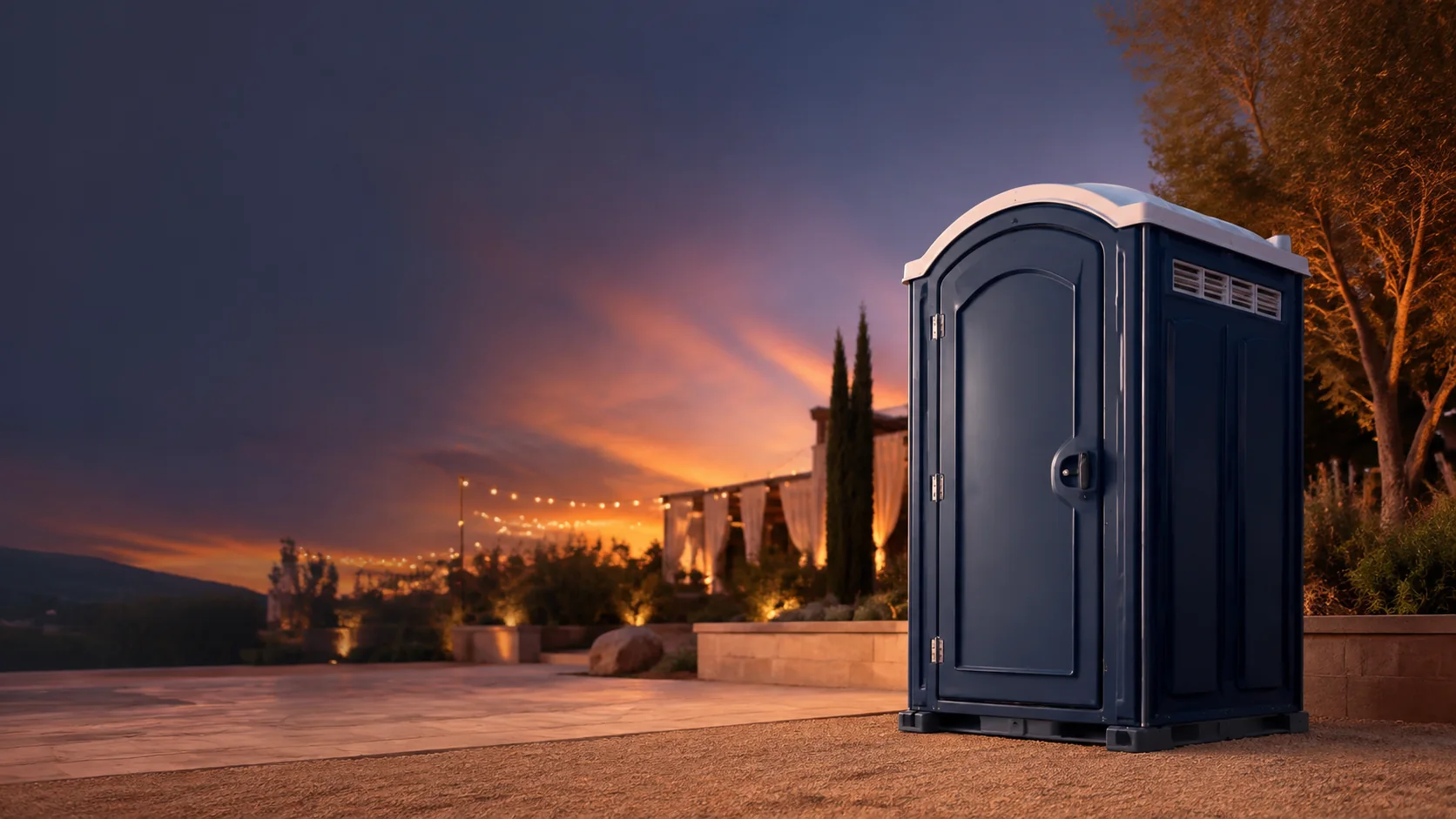 Portable restroom shown for rental planning in Lombard, IL
